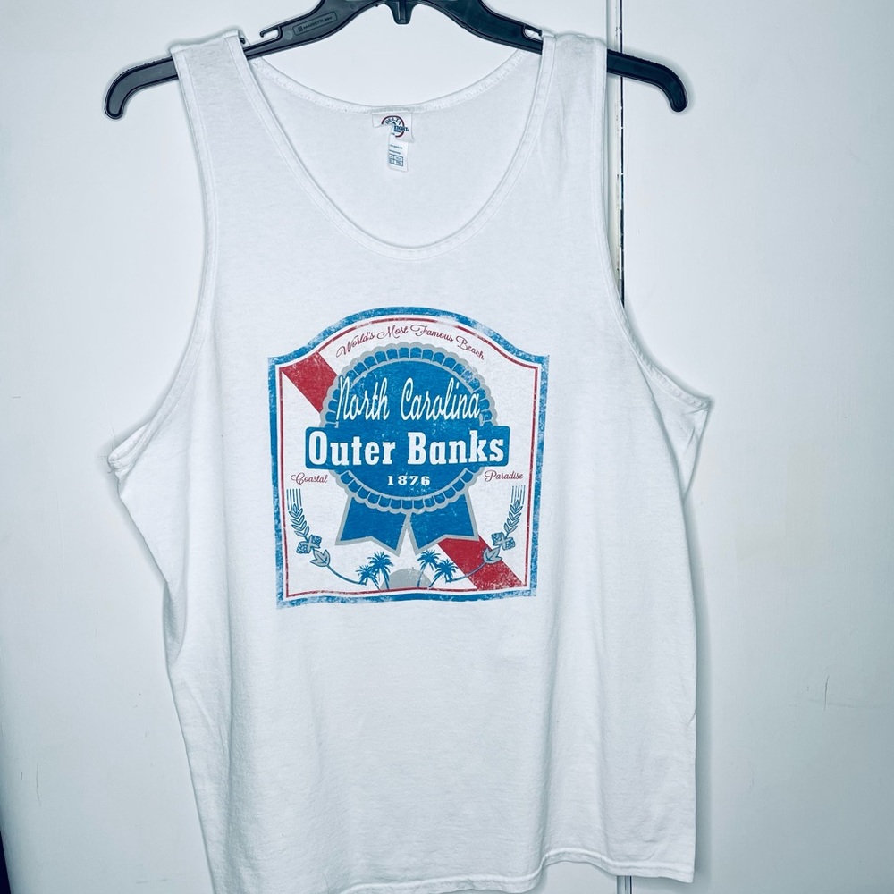 Vintage Outer Banks N.C. White cotton sleeveless T-shirt women’s large PBR